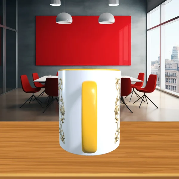 tasse abschied legende verlaesst gelaende tasse goldgelb vorne | tassenparadies.de