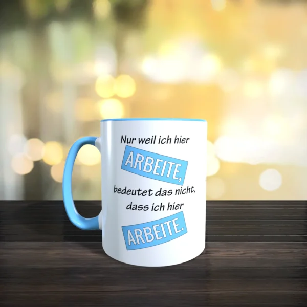 tasse arbeit hellblau links | tassenparadies.de