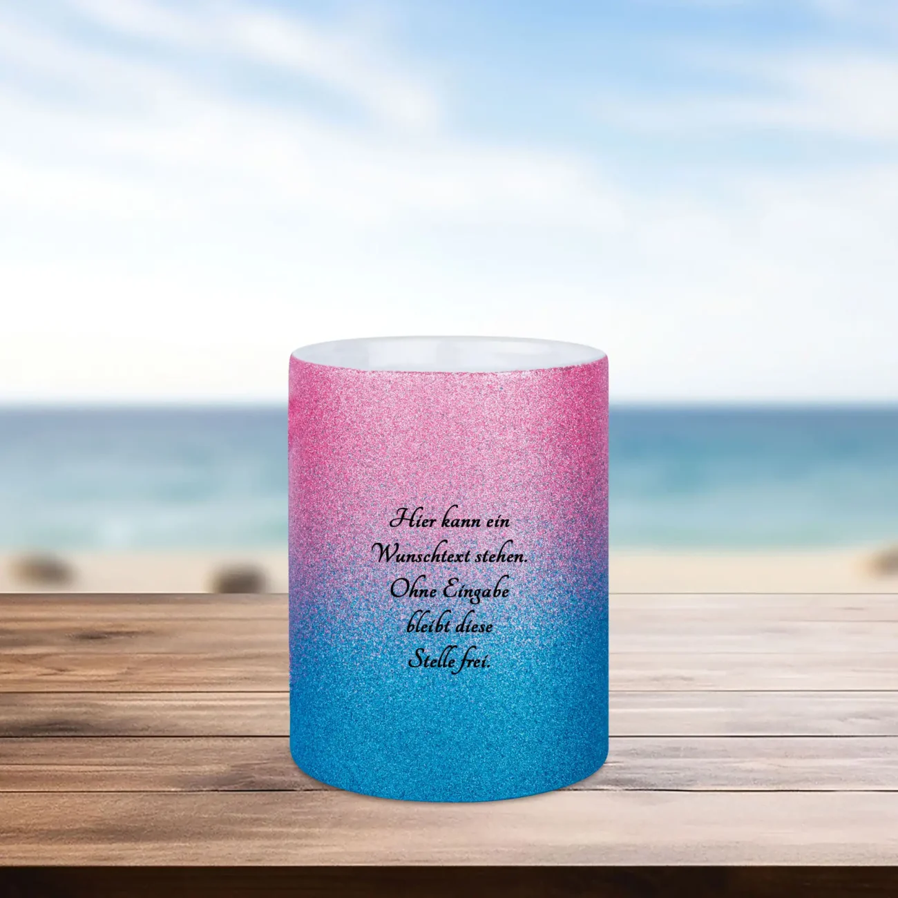 Glitzertasse Gran Canaria - Insel mit Sonnenuntergang im Meer – Bild 2
