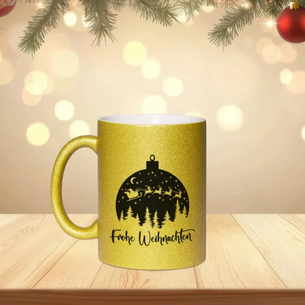 glitzertasse weihnachten gold links | tassenparadies.de
