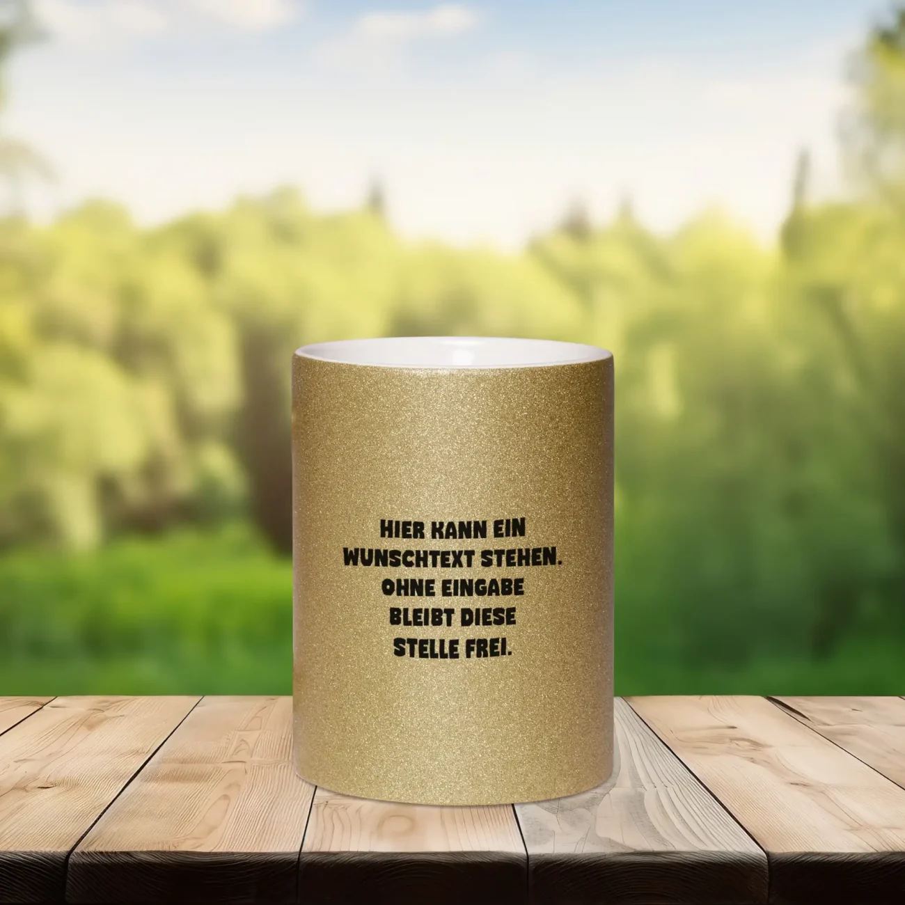 Glitzer Relax Tasse mit Waschbär im Liegestuhl – Bild 2