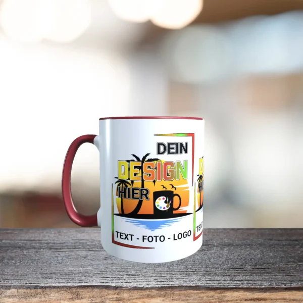 tasse gestalten bordeauxrot links | tassenparadies.de