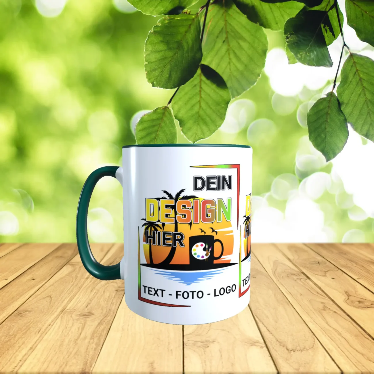 Tasse gestalten in der Farbe dunkelgrün - Exakt nach Wunsch – Bild 3