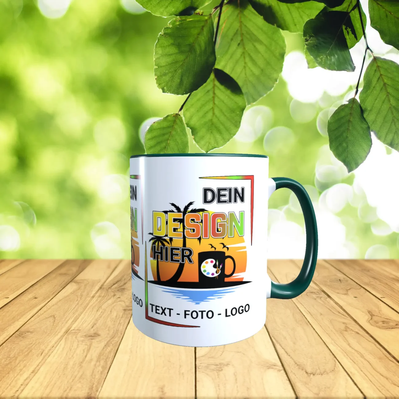 Tasse gestalten in der Farbe dunkelgruen
