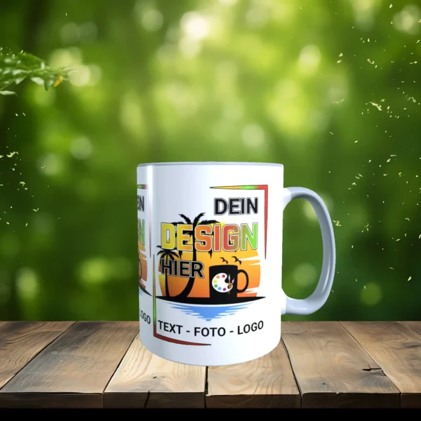 Graue Tasse gestalten exakt nach Wunsch.