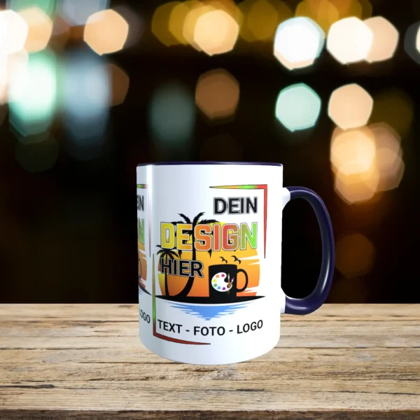 Kobaltblaue Tasse gestalten exakt nach Wunsch