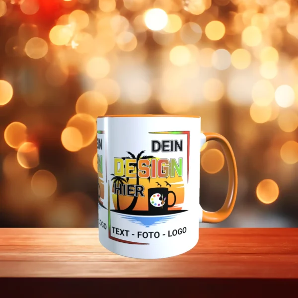 Orange Tasse gestalten exakt nach Wunsch