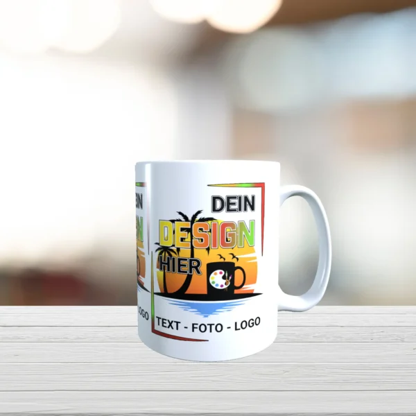 Weiße Tasse gestalten nach Deinen Wünschen