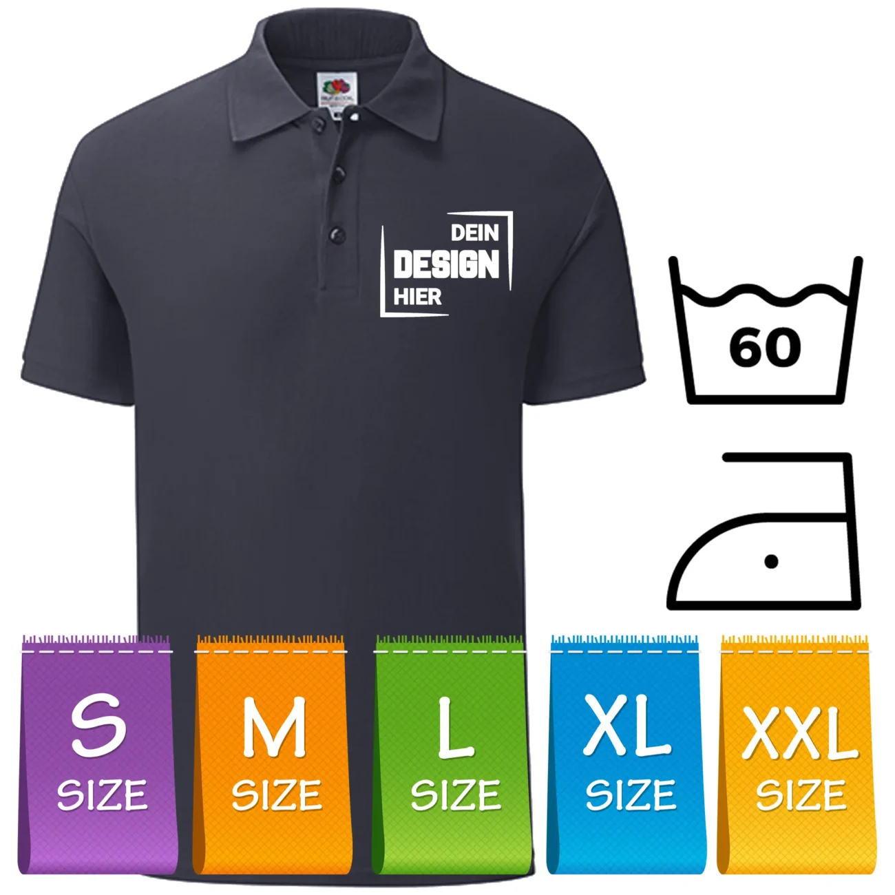 Fruit of the Loom 65/35 Piqué Deep Navy Poloshirt gestalten – Bild 3