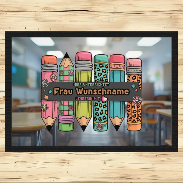 Alternative view of Fußmatte - Hier unterrichtet eine Lehrerin mit Herz