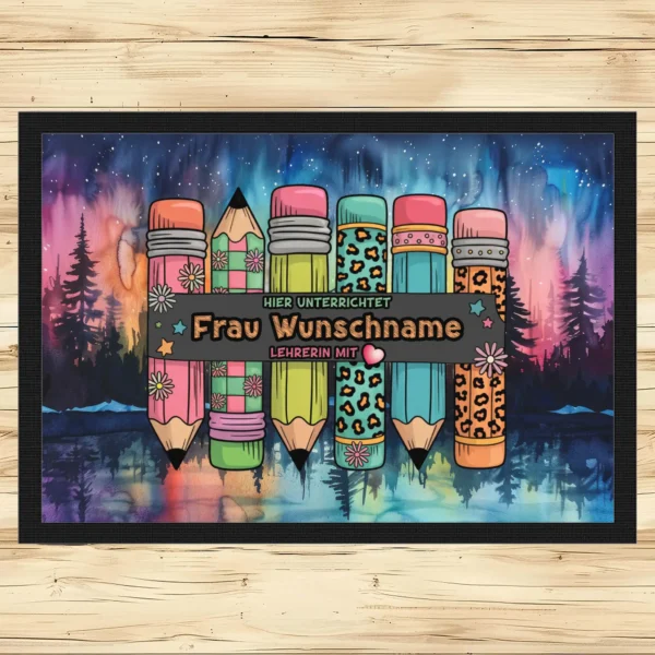 Fussmatte Lehrerin mit Herz Nachtlandschaft | tassenparadies.de