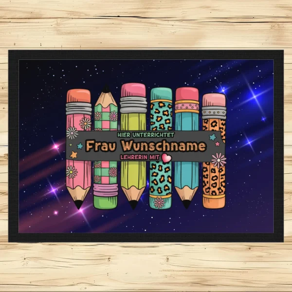 Fussmatte Lehrerin mit Herz Sterne | tassenparadies.de