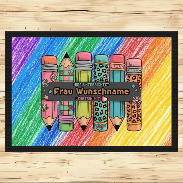 Fussmatte Lehrerin mit Herz Stifte | tassenparadies.de