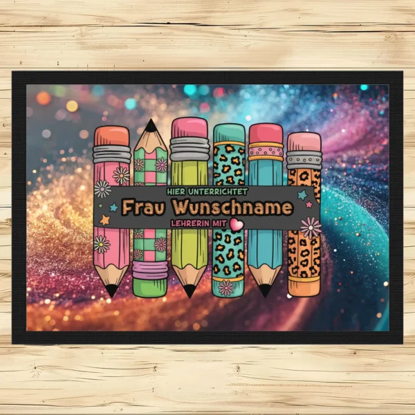 Fussmatte Lehrerin mit Herz Universum | tassenparadies.de