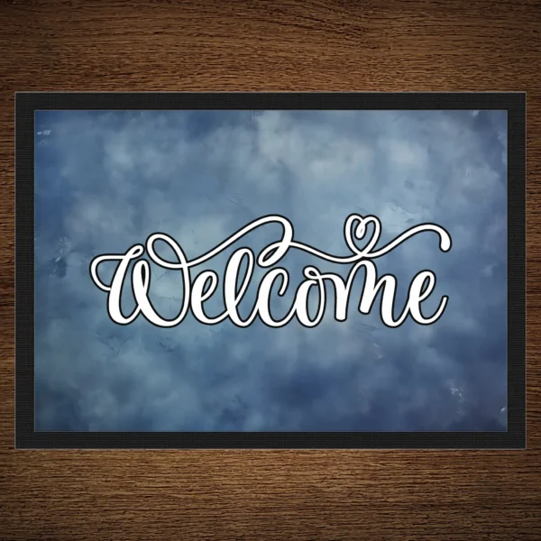 Fußmatte Welcome mit Grunge Blau Motiv