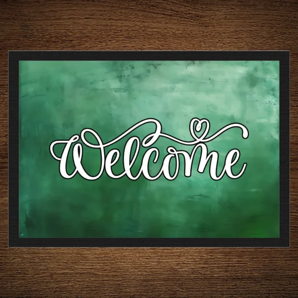 Fußmatte Welcome mit Grunge Grün Motiv