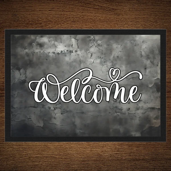 Fußmatte Welcome mit Grunge Schwarz Motiv