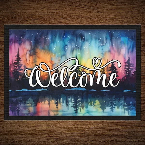 Fußmatte Welcome mit Nachtlandschaft Motiv