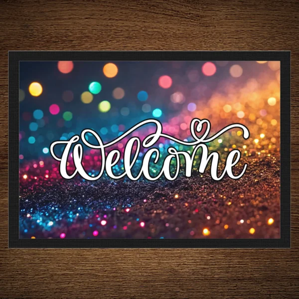 Fußmatte Welcome mit buntem Motiv