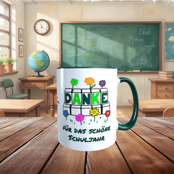 Danke für das schöne Schuljahr Tasse in Dunkelgrün