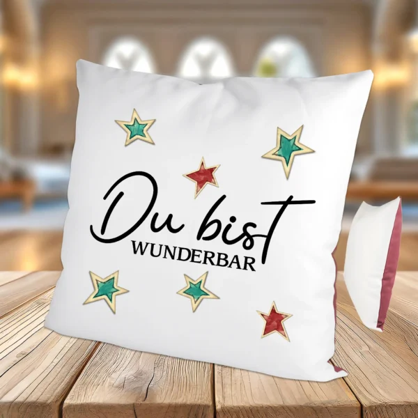 Kissen Du bist wunderbar Himbeerrot | tassenparadies.de