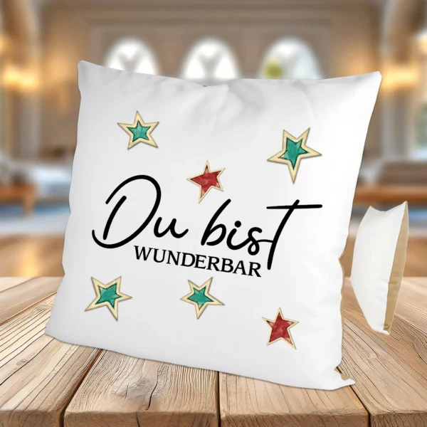Kissen Du bist wunderbar Mokka