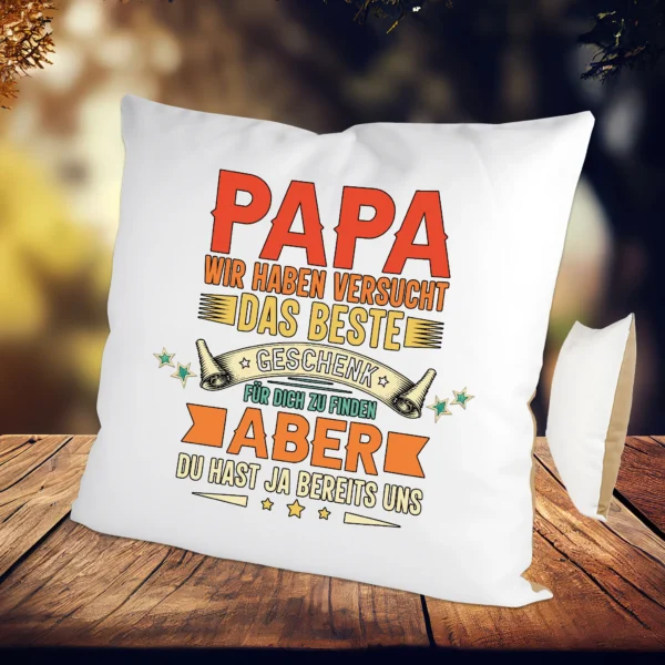 kissen beste papa geschenk mokka