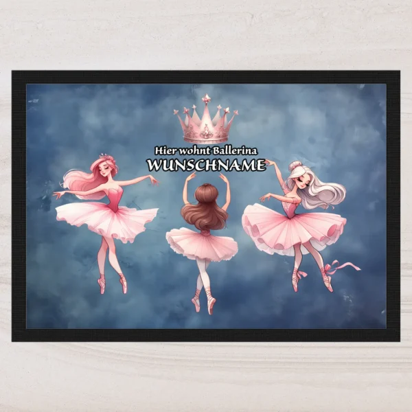 fussmatte ballerina mit wunschname grunge blau | tassenparadies.de