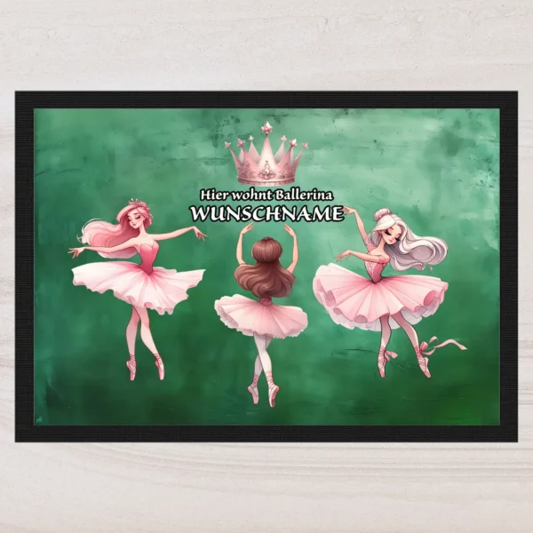 fussmatte ballerina mit wunschname grunge gruen | tassenparadies.de