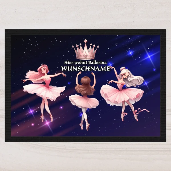 fussmatte ballerina mit wunschname sterne | tassenparadies.de