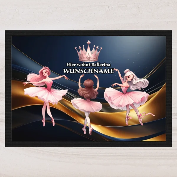 fussmatte ballerina mit wunschname wellen | tassenparadies.de