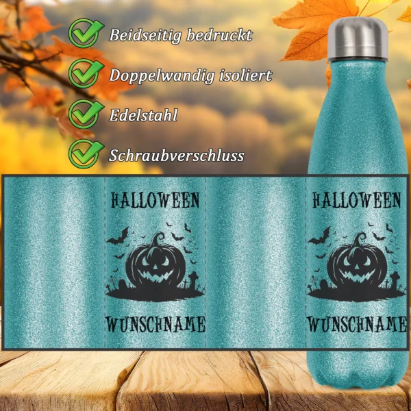 Alternative view of Glitzerflasche - Halloween mit Wunschname