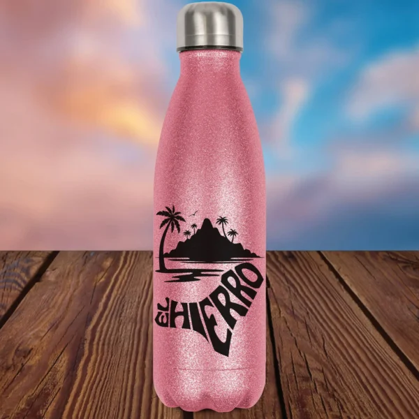 glitzerflasche el hierro in pink