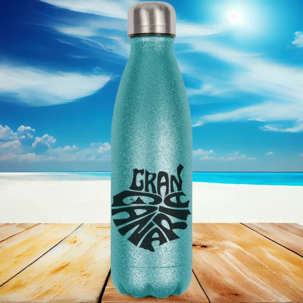 glitzerflasche gran canaria in hellblau
