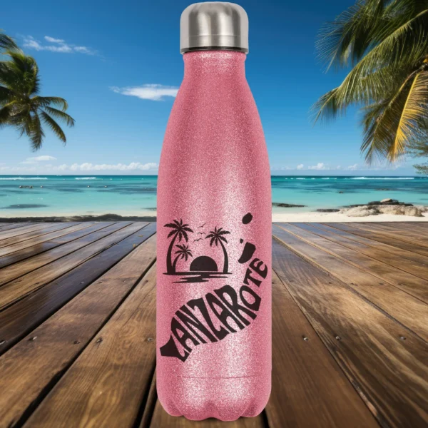 glitzerflasche lanzarote in pink