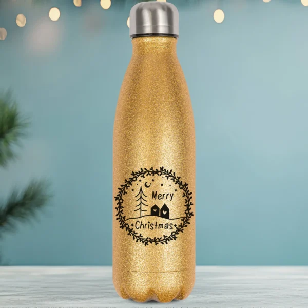 glitzerflasche merry christmas in gold