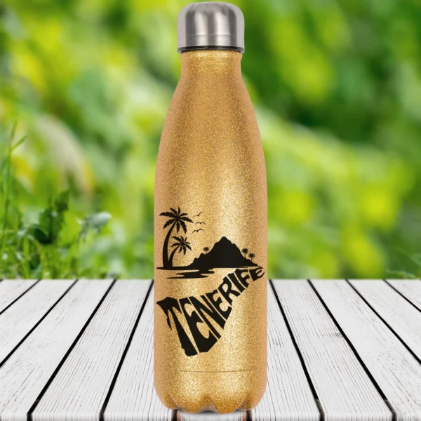 glitzerflasche teneriffa in gold