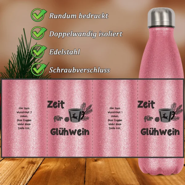 Alternative view of Glitzerflasche - Zeit für Glühwein