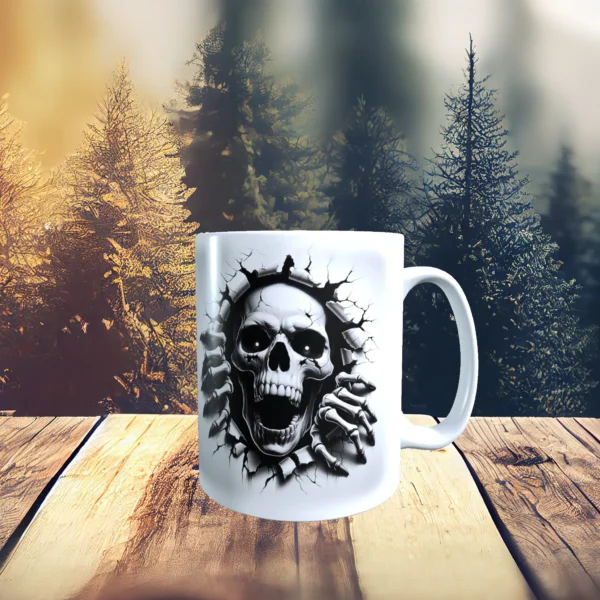 weisse 3d tasse totenkopf