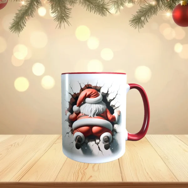 Tasse Weihnachtsmann mit 3D Optik in rot