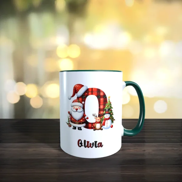 personalisierte weihnachtstasse mit name und initial o