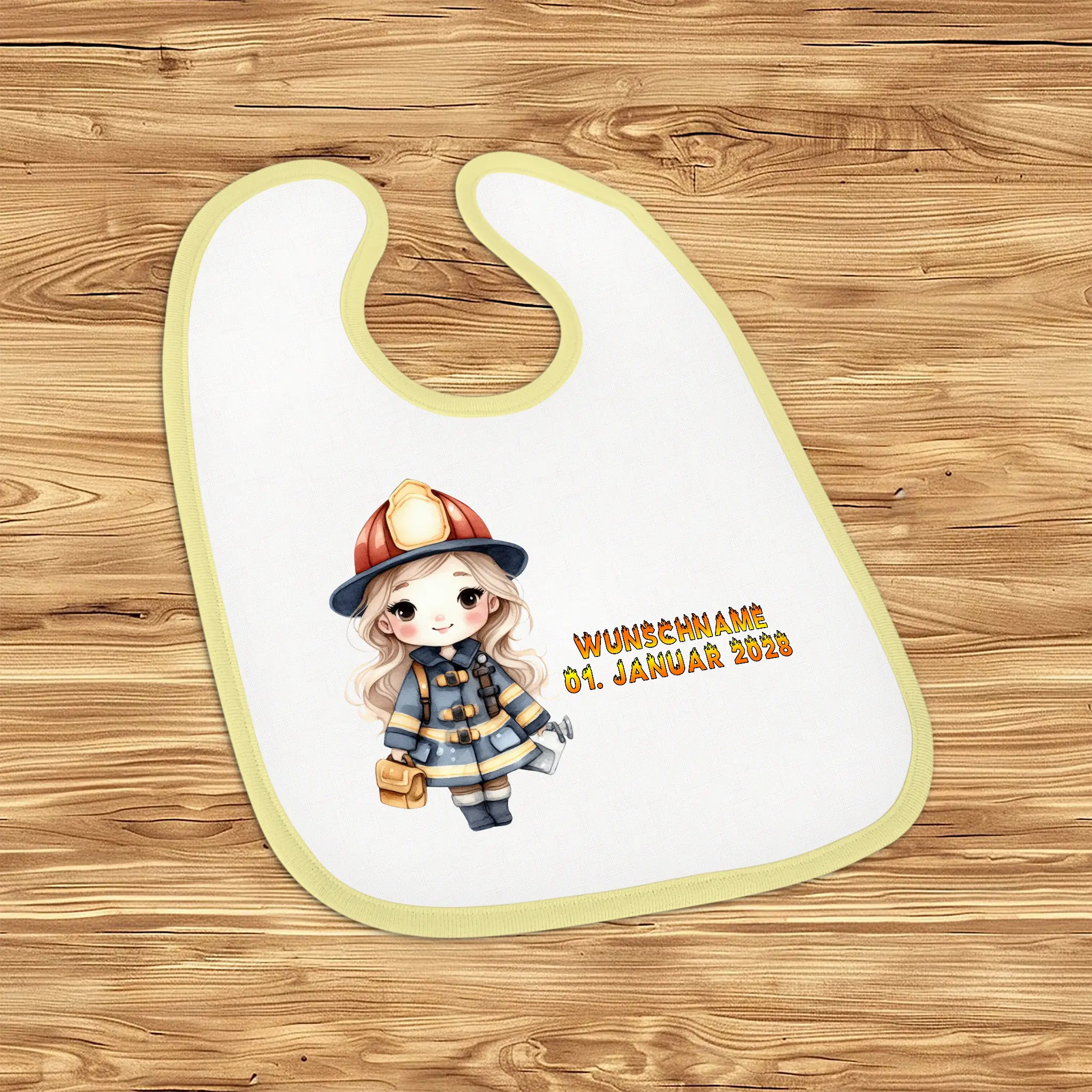 Babylätzchen mit Klettverschluss - Feuerwehr Mädchen – Bild 3