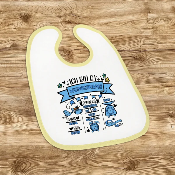 gelbes babylaetzchen junge personalisiert blue edtion | tassenparadies.de