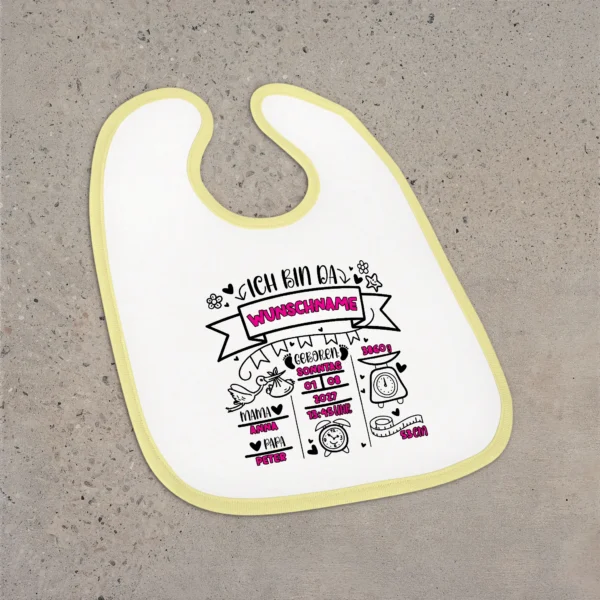 gelbes babylaetzchen maedchen mit geburtsdaten | tassenparadies.de