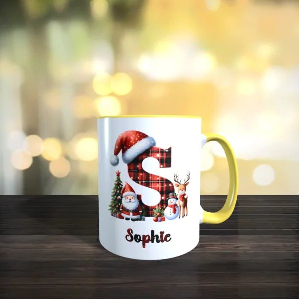 personalisierte weihnachtstasse mit name und initial s