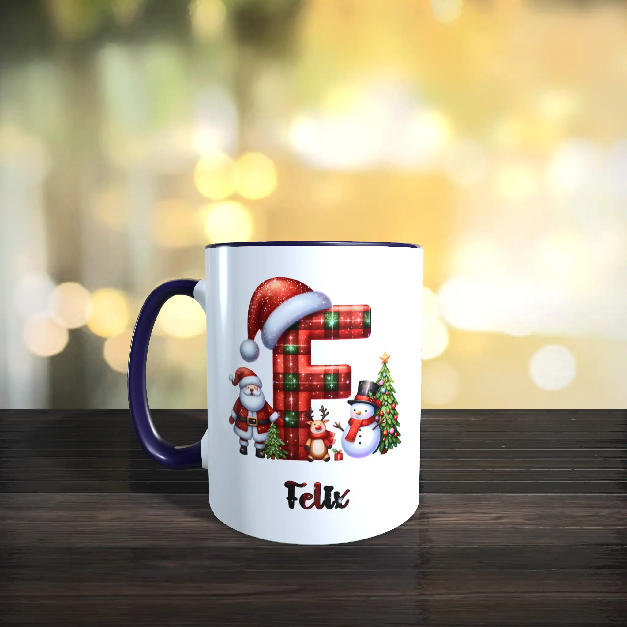 Weihnachtstasse - Mit Name und Initial F – Bild 3