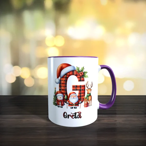 personalisierte weihnachtstasse mit name und initial g