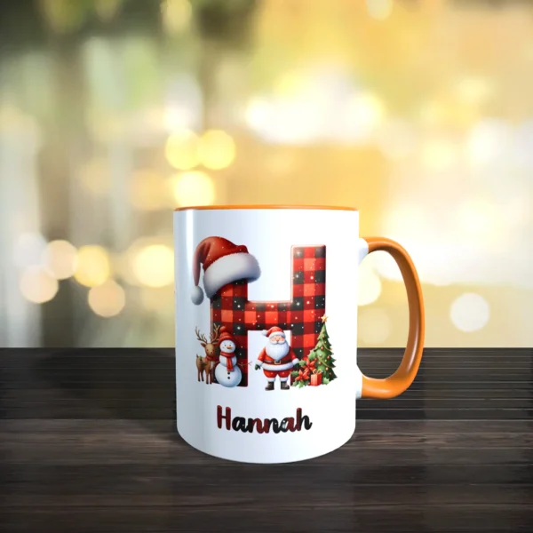 personalisierte weihnachtstasse mit name und initial h