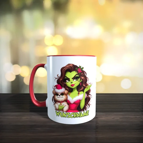 rote tasse grinch lady Front | tassenparadies.de