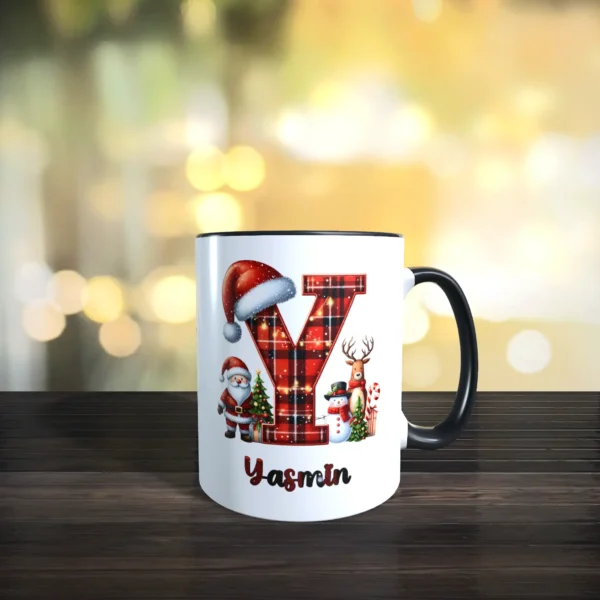personalisierte weihnachtstasse mit name und initial y